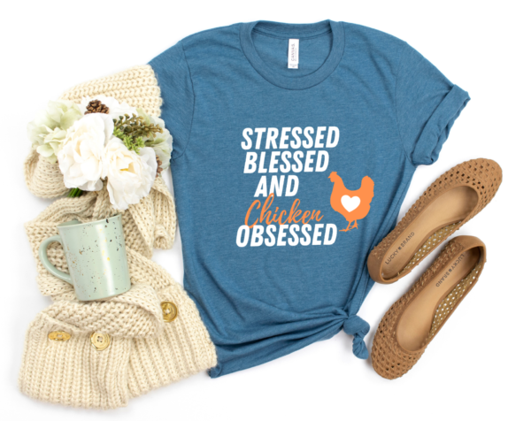 Stressed Blessed Chicken Obsessed Short-Sleeve Unisex T-Shirt